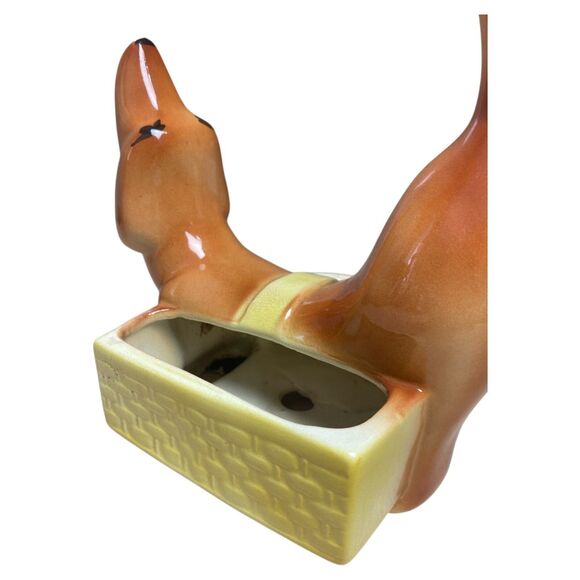 VTG A.L. Hirsch Dachshund Ceramic Planter Ashtray Mid-Century Brown Dog Figuine - Picture 9 of 10